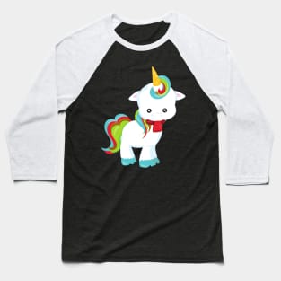 Christmas Unicorn, Cute Unicorn, Scarf, New Year Baseball T-Shirt